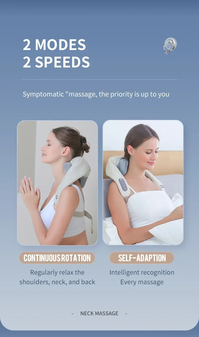 1PC Wireless Neck And Back Massager Neck And Shoulder Kneading Massage Shawl Neck Cervical Relaxing Trapezius Massager