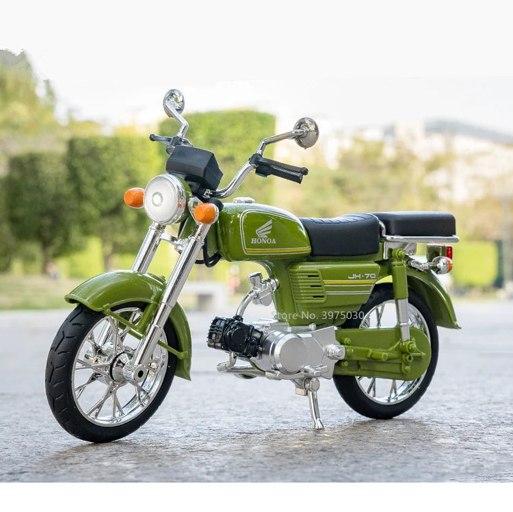 1/10 Scale Honda JiaLing JH-70 Alloy Classic Motorcycle Toys Diecast Simulation Metal Motorcycle Sound and Light Model
