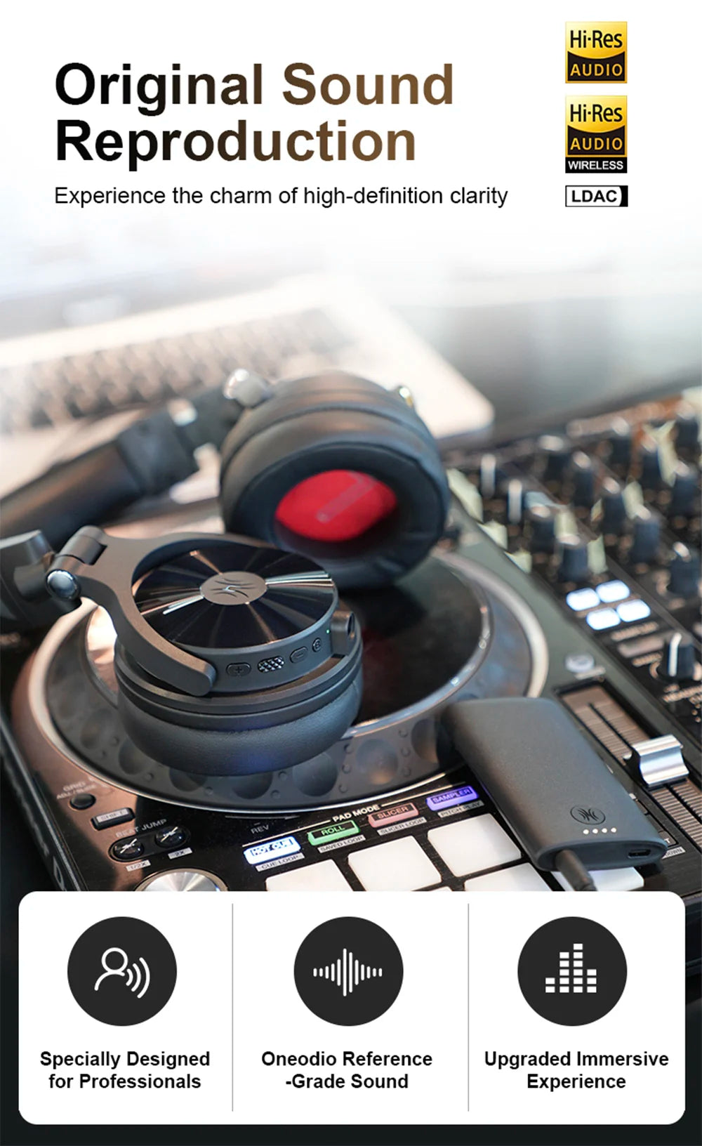 Studio Max1 Bluetooth Headphones Wireless DJ Headset With Low Latency Professional Studio Monitor Headphones Hi-Res LDAC