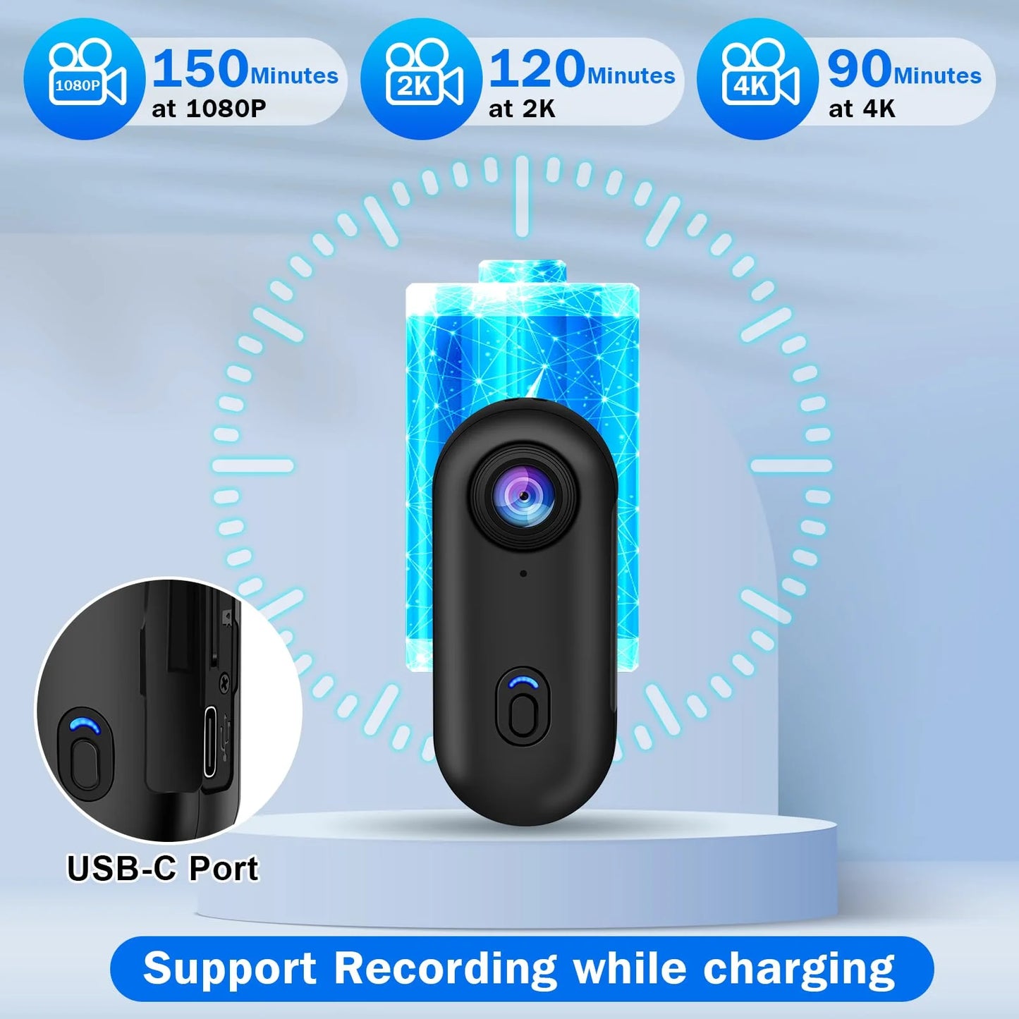Mini 4K Wearable Action Camera with WiFi and Waterproof Housing