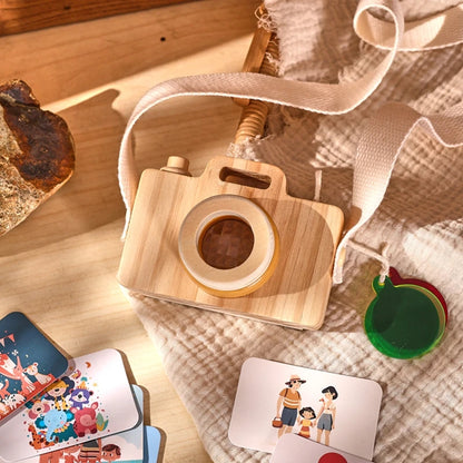 Wooden Camera Puzzle Toy With Cards Montessori Toys For Children Handmade Wooden DIY Presents Baby Room Decoration Outdoor Toy