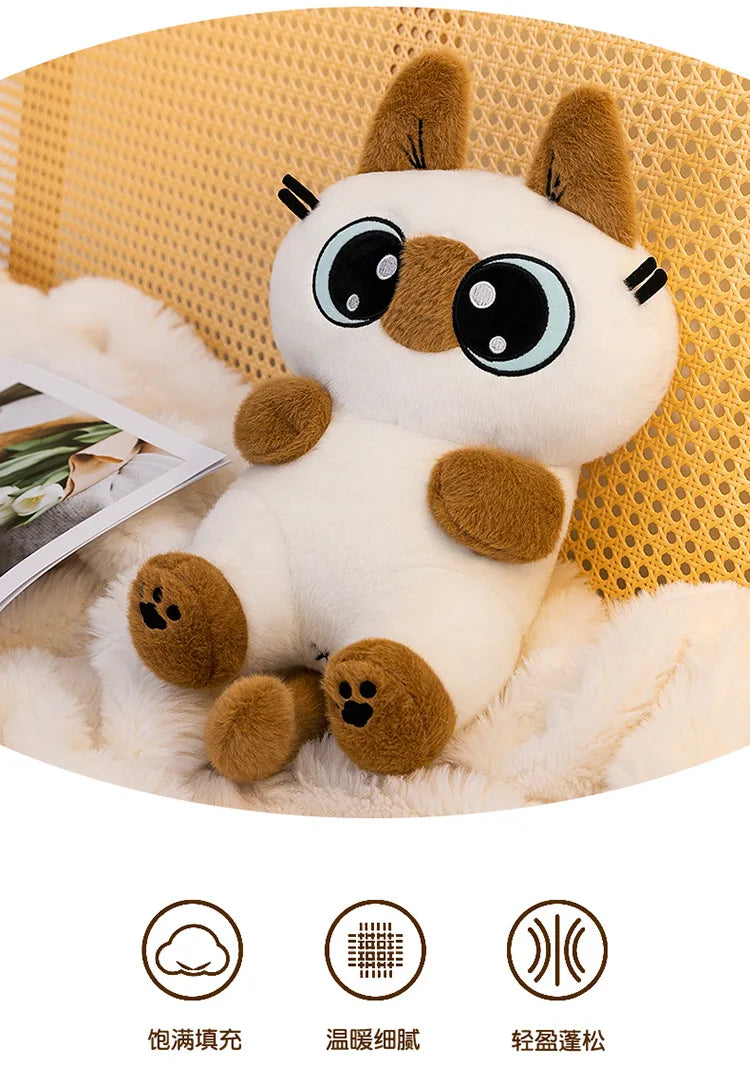 Kawaii Siamese Cat Plush Stuffed Doll Toy
