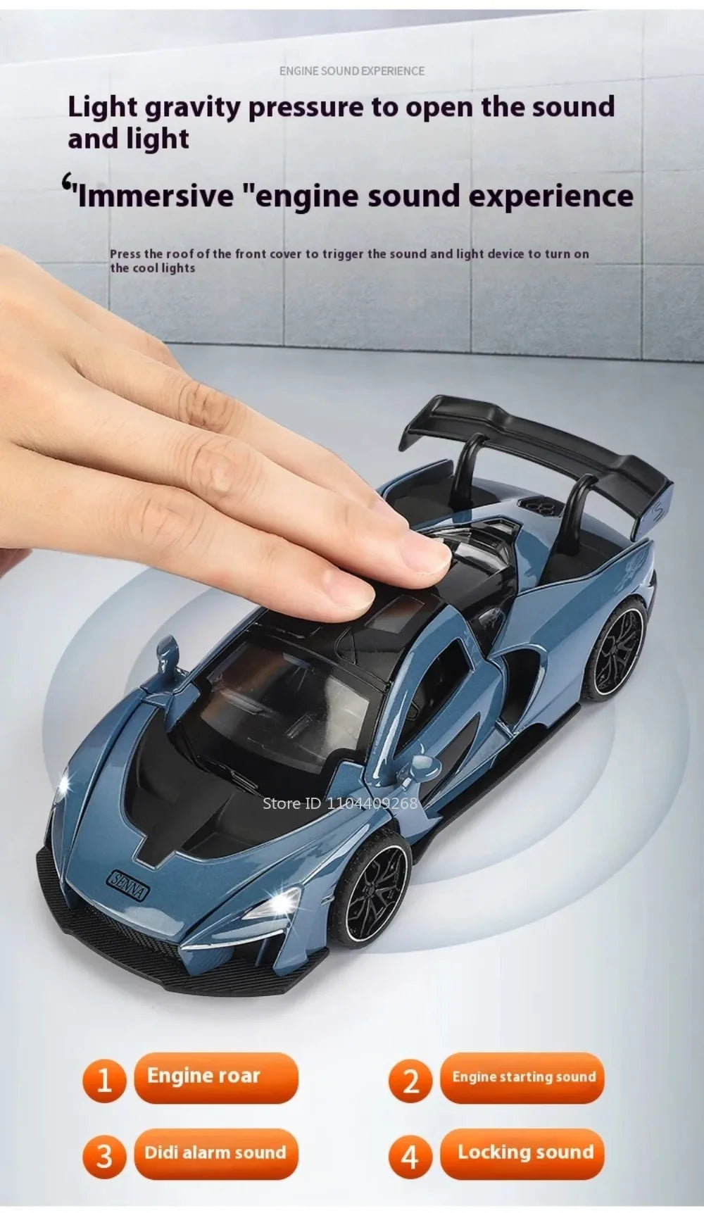 1:32 Scale Senna P1 Alloy Car Model Toy Simulation Sound Light Supercar Diecast Metal Vehicles Collection Birthday Gifts