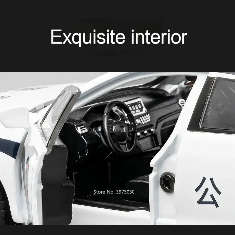 1:32 DongFeng MengShi Honda Accord Police Car Model Toy Metal Diecast Pull Back Doors Opend Vehicles Models Boys Holiday Gifts