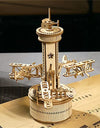 3D Wooden Puzzles DIY Musical Box Model Kit to Build Self-Assembly Building Kit Airplane-Control Tower