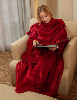 Oversized Warm Winter Blanket with Sleeves Adjustable Attaches Super Long Flannel Giant Wearable Elegant Blanket