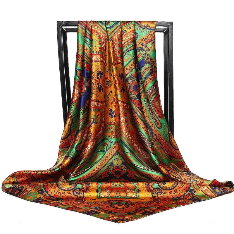 Scarves For Women Print Silk Satin Head Scarf Female Luxury Brand Square Shawl Large Hijab Scarfs