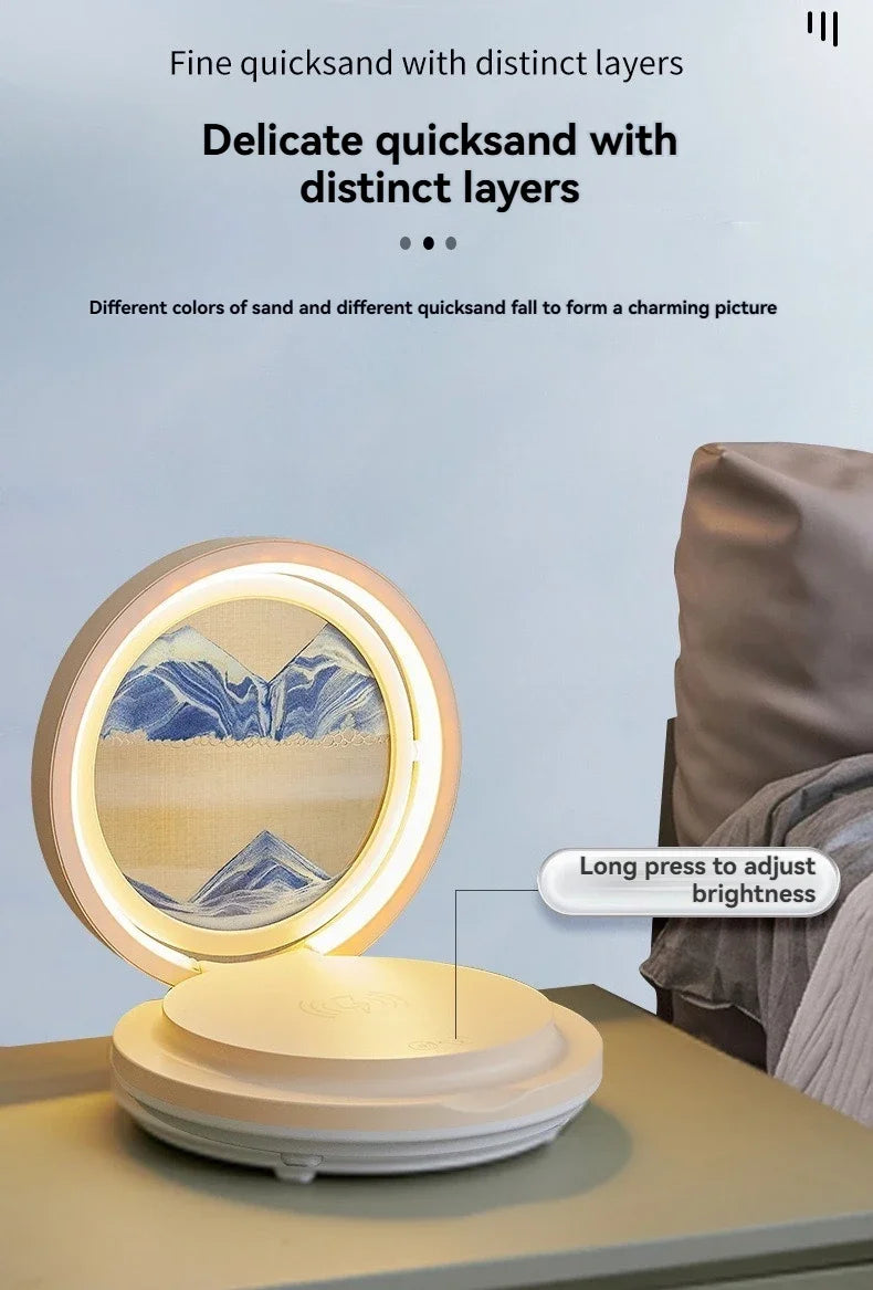 three in one folding sand painting bedside table lamp multifunctional wireles charging Bluetooth sound system music