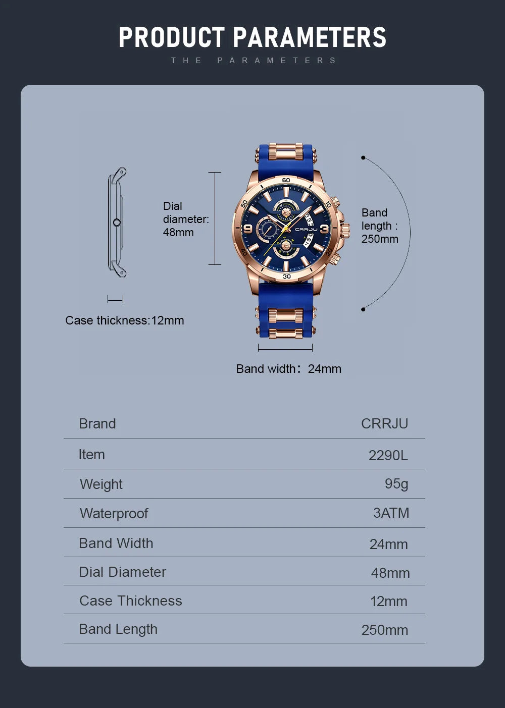 Men Watch Quartz Chronograph Full Steel Waterproof Wristwatch with Date