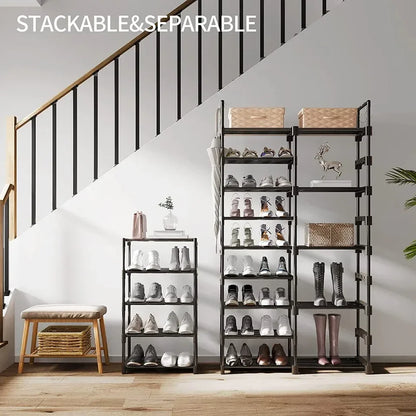 Assemble Standing Shoe Rack 3 Rows 23 Tiers Boots Storage Organizer Shelf Household Kitchen Holder Simple Metal Sneakers Cabinet