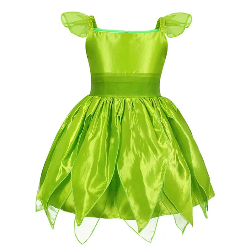 Tinker Bell Costume Kids Green Tinkerbell Fancy Dress Fairy Princess Cosplay Christmas Carnival Party