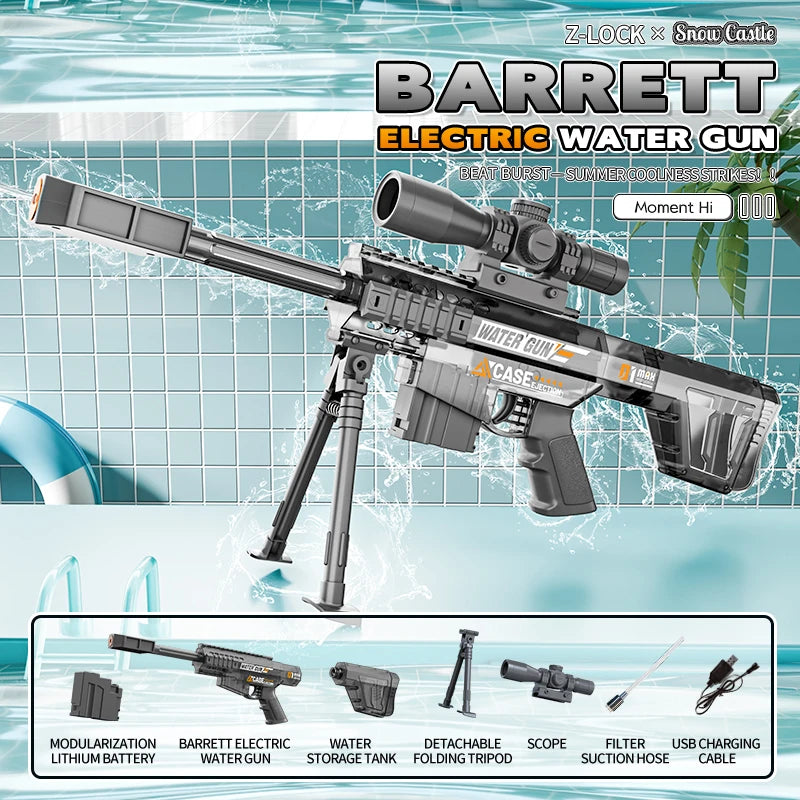 Electric High Speed Water Gun Rechargeable Portable Water Blaster for Outdoor Activities