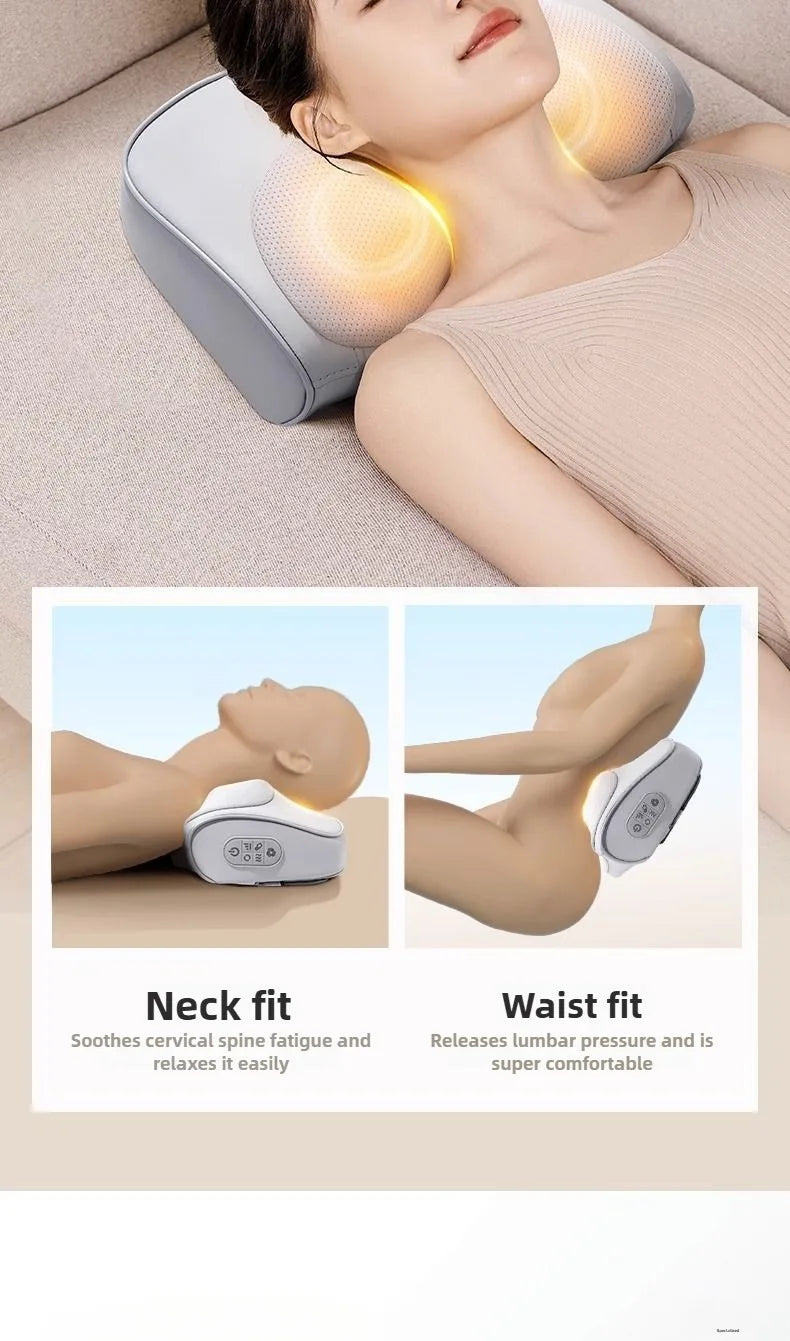 Neck Massage Pillow Electric Cervical Massager Waist Back Shoulder Shiatsu Kneaded Multifunctional Hot Compress Relaxation Gift