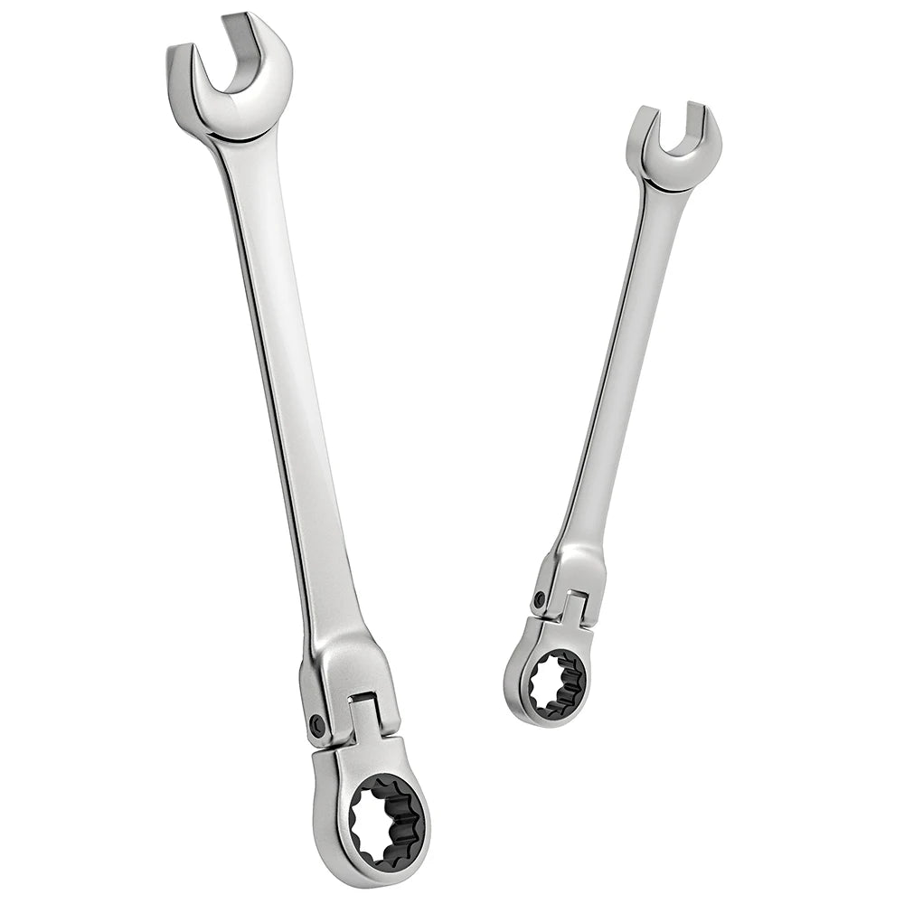 Metric Ratchet Spanner Wrench Set 8–22mm Flex Head 72-Tooth Gear Ring Combination Wrench Kit with Canvas Storage Bag