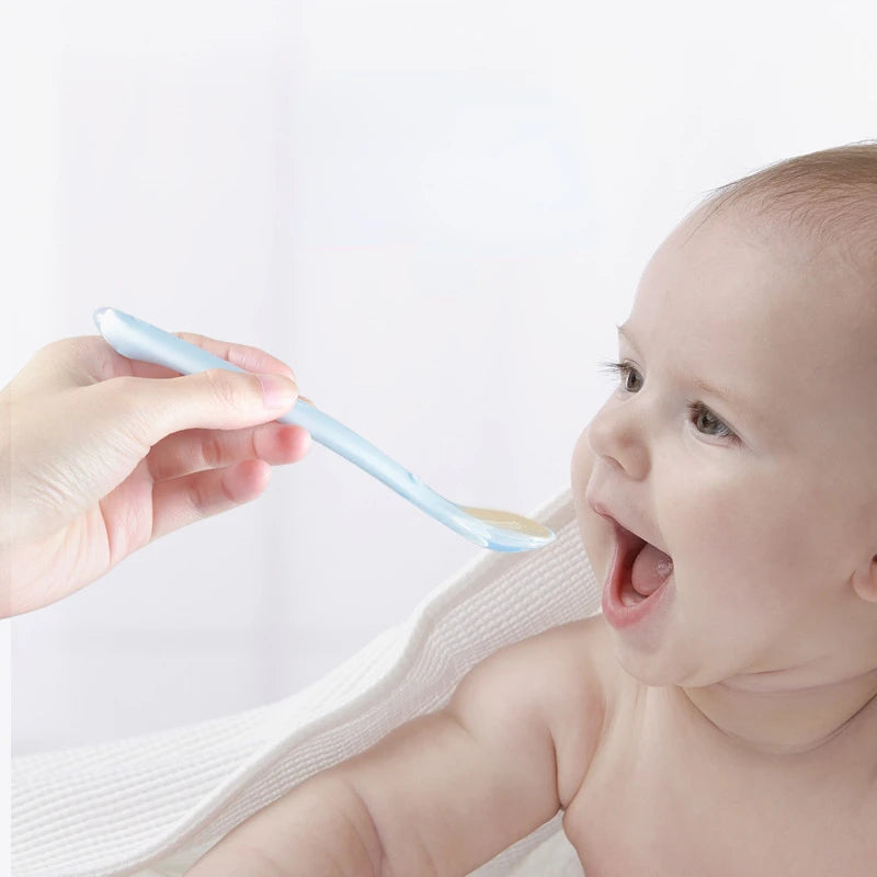 Soft Silicone  Spoon  Complementary Food Feeding Training Spoon for s Soft Tip Spoon 's Tableware