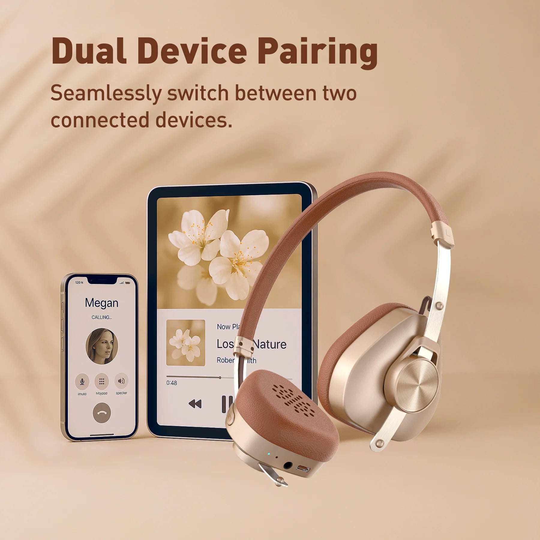 F4 Retro Wireless Bluetooth Headphones Hi-Res Audio On Ear Bluetooth 5.4 Headset With Microphone Metal HiFi Headphones