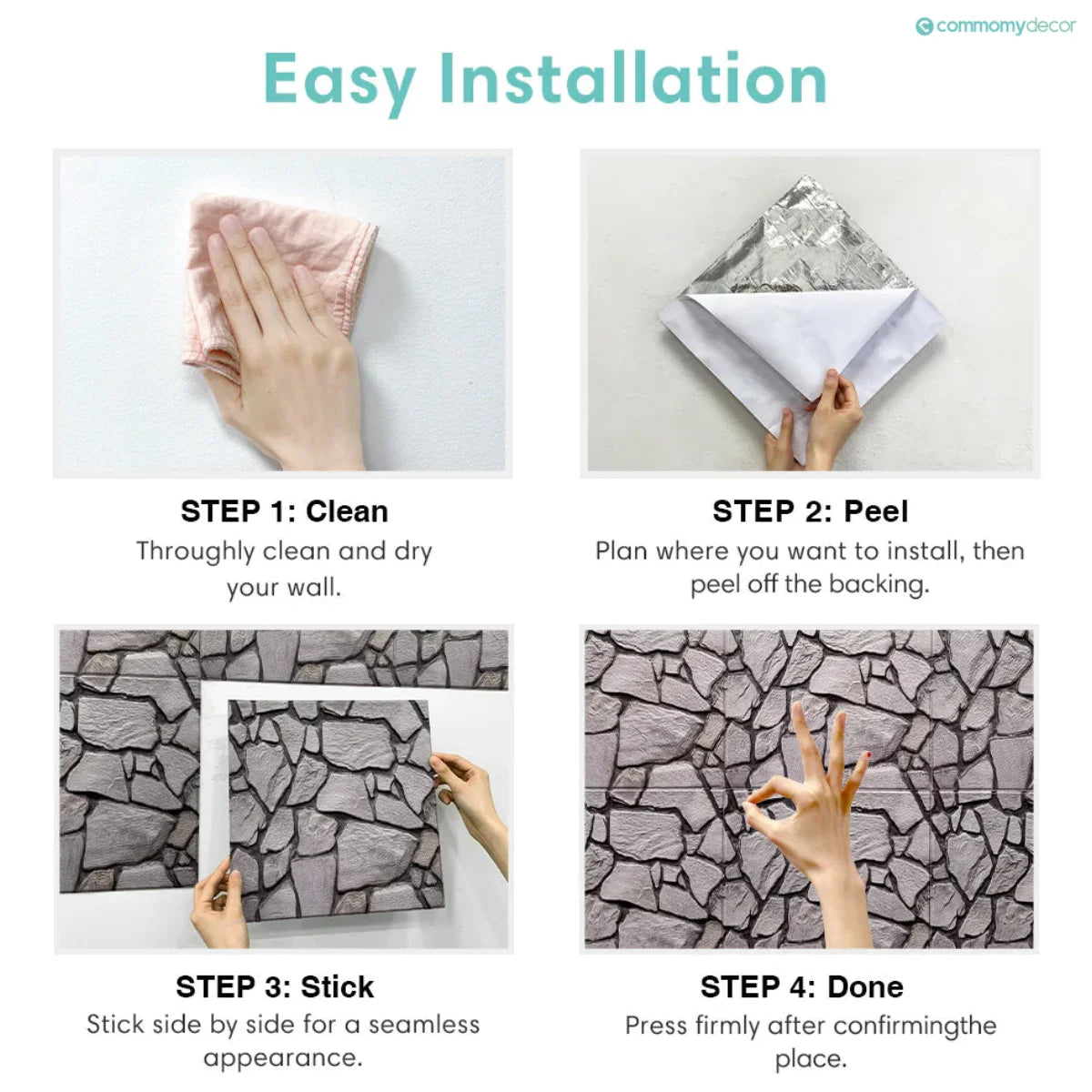 10pcs 3D Faux Stone Peel and Stick Wall Panel Self Adhesive Kitchen Tile Backsplash 3D Wall Sticker Tile Sticker 30cm x 30 cm