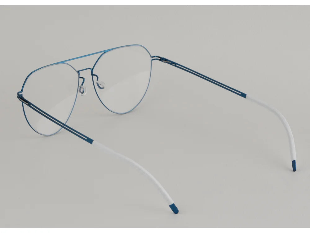 Oversized Pilot Titanium Double Bridge Screwless Eyeglasses Frame