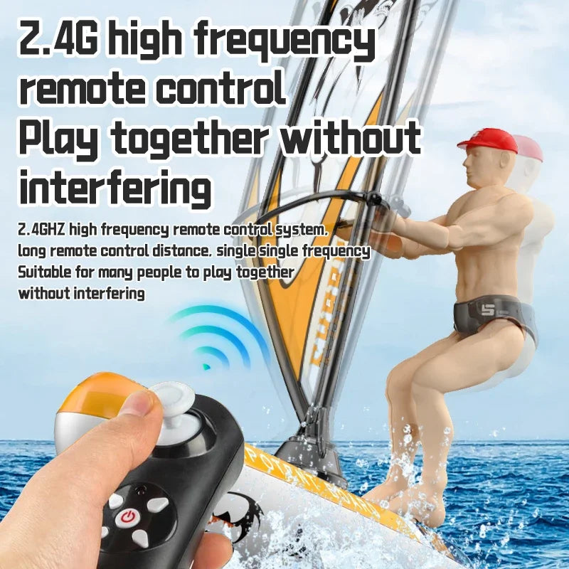 Rc Boat Sailboat Yachting Kayaking Remote Control Sailing Rowing Boat Paddling Summer Pool Waterproof Water Competition Toy