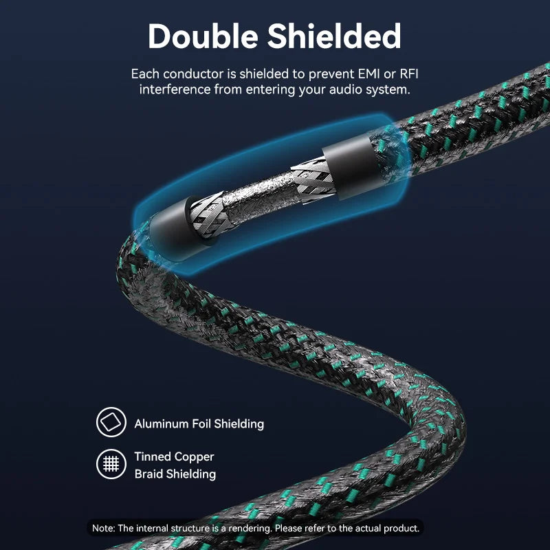 2RCA to 2RCA Audio Cable Hi-Fi Multi-layer Shield Cotton Braided RCA Cable For TV CD Player DVD Player Amplifier Speaker