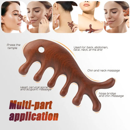 1 Pcs Hair care Multifunctional Meridian Massage Comb Sandalwood Health Care Comb Body Massage For Head Neck Back Abdomen and Waist