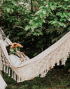 Hammock Large Brazilian Macrame Fringe Double Deluxe Hammock Swing Net Chair Outdoor Hanging Hammock Swings