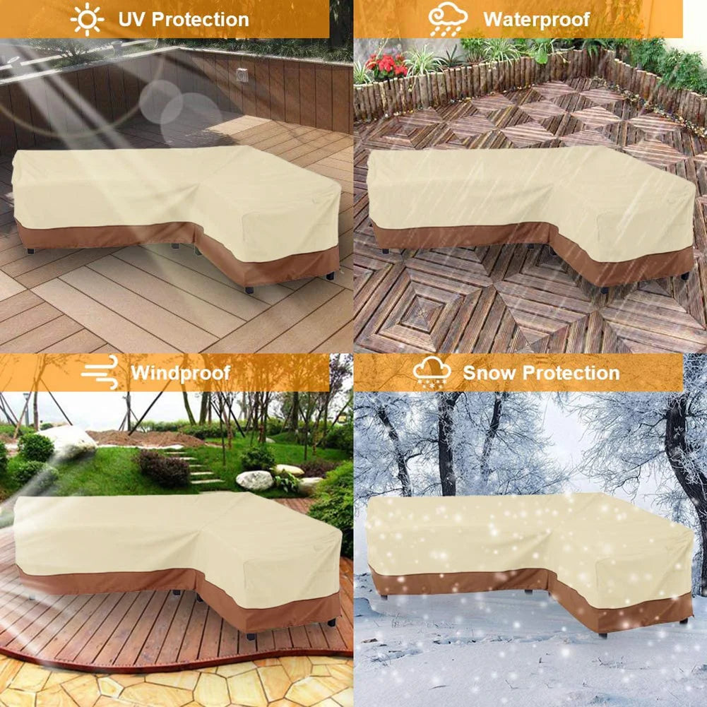 L Shape Corner Outdoor Sofa Cover Waterproof Rattan Corner Furniture Cover V Shape Sofa Table Chair Protective Dust Covers