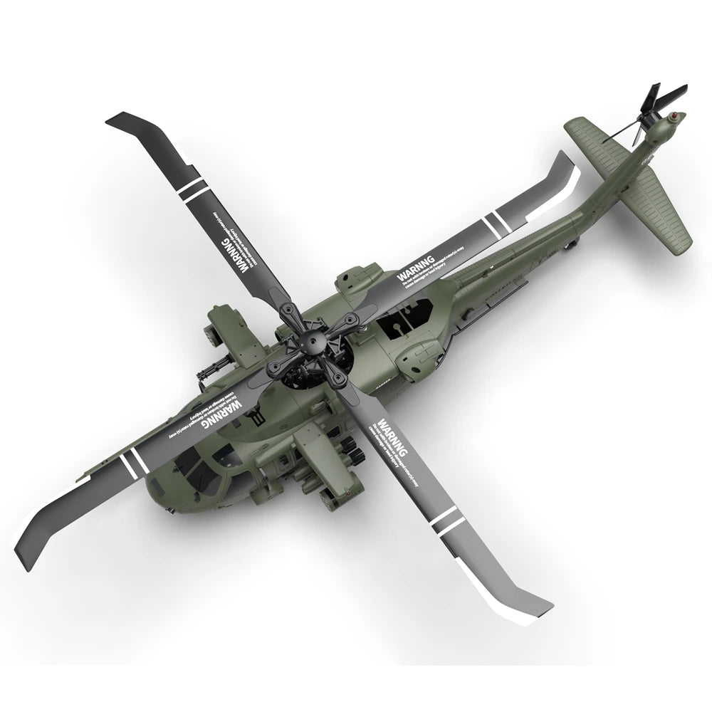 Six Channel Flybarless Remote Control Military Helicopter With Six Axis Gyroscope