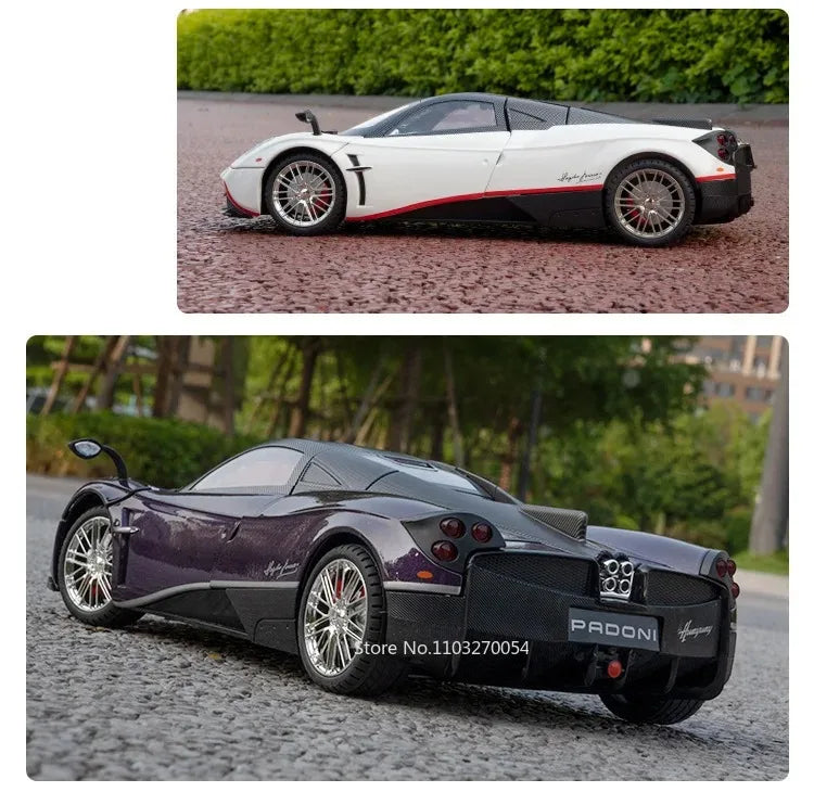 1:18 918 Spyder Martini Pagani Huayra Diecast Alloy Model Toys Car Doors Opened with Sound Light Miniature Vehice Adult Boy Gift