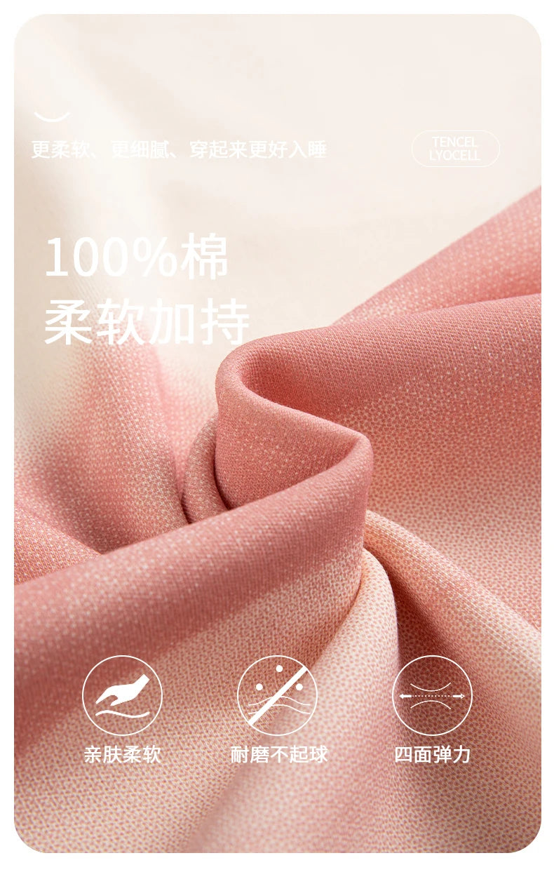 2-Pcs Women’s Cotton Pajama Set – Breathable Short Sleeve Summer Sleepwear with Cute Prints