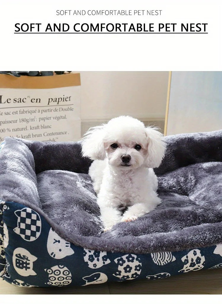 Printed Winter Pet Bed Sofa Mat for Dogs and Cats