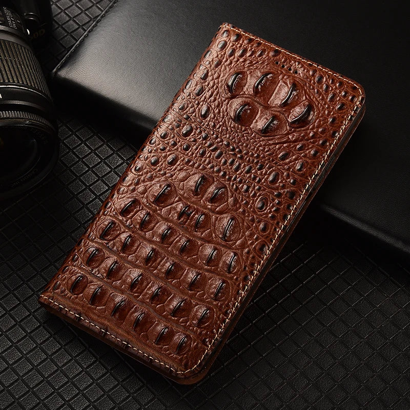 Luxury Genuine Leather Wallet Flip Case for Samsung Galaxy S26 / S25 / S24 / S23 / S22 / S21 / S20 Ultra, Plus, FE – Magnetic Kickstand Vintage Business Cover