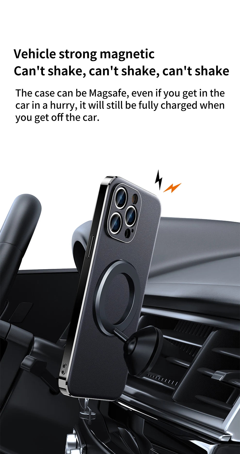 Leather for Magsafe Case for iPhone 16 15 14 Pro Max 16Pro Ring Luxury Lens Protection Holder Phone Back Cover