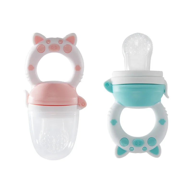 Food Grade Silicone Baby Fruit Feeder Pacifier Baby Food Mills with Cover Fresh Juice Extractor Fruit Vegetable Bite Eat Feeder