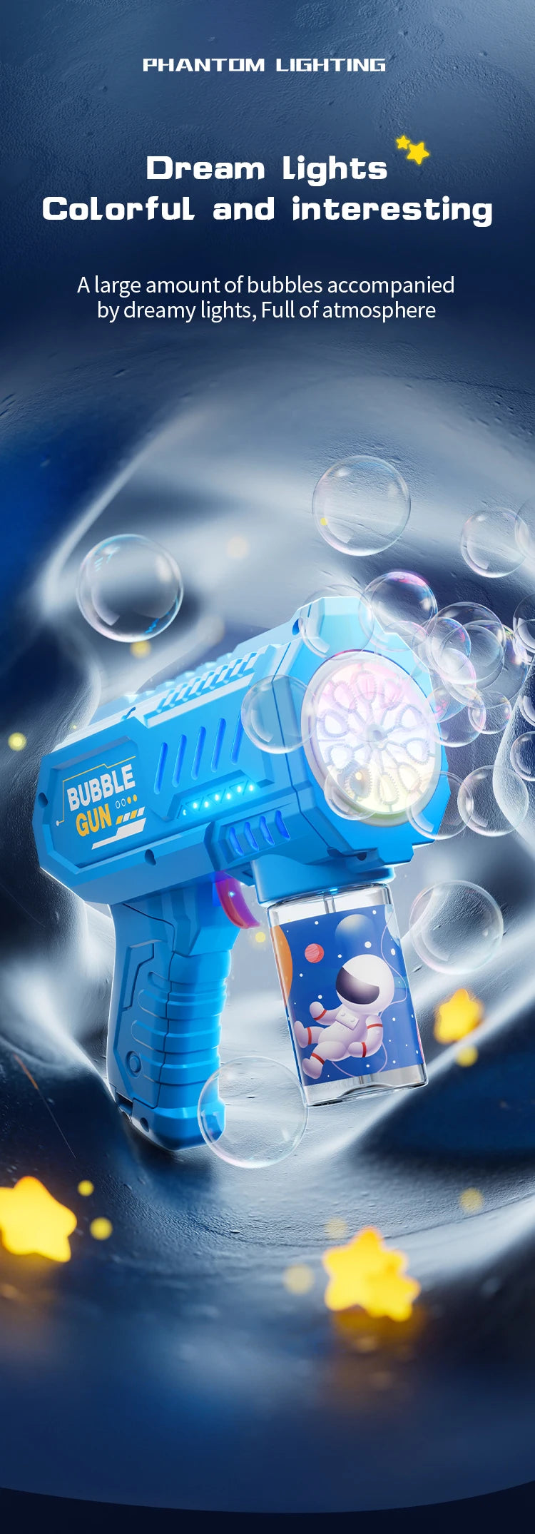 One Pack Of Children's 10  Launcher Handheld Portable Electric Automatic Bubble Gun LED Light For Boys And Girls