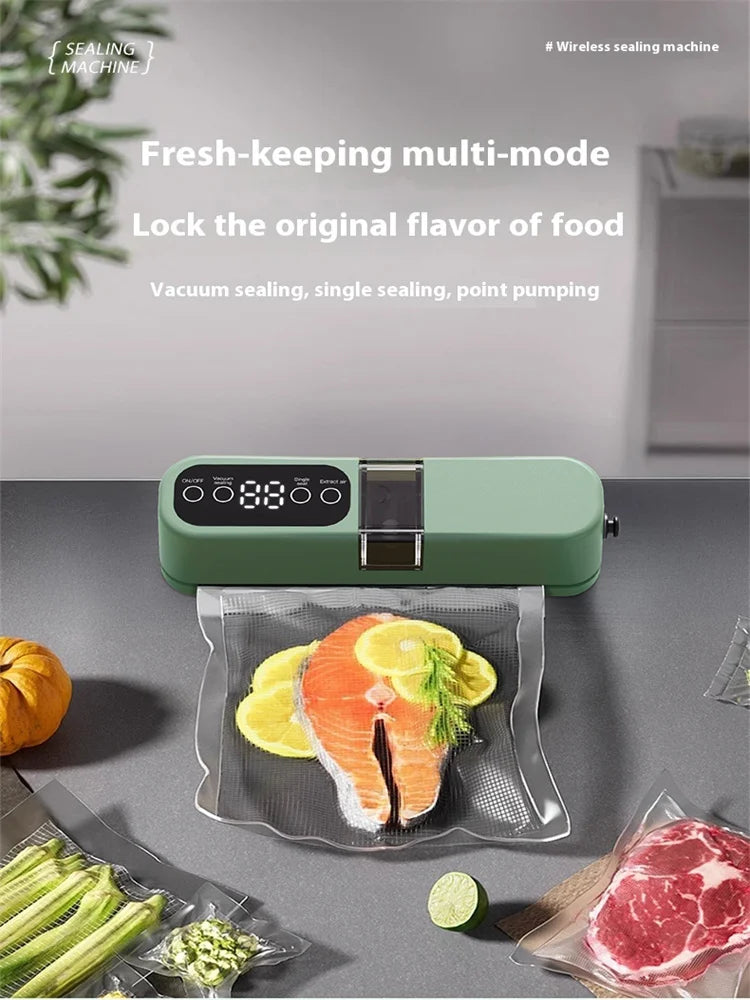 Portable USB Rechargeable Vacuum Sealer – Automatic Food & Snack Sealing Machine with 10 Vacuum Bags, 60KPa Strong Suction