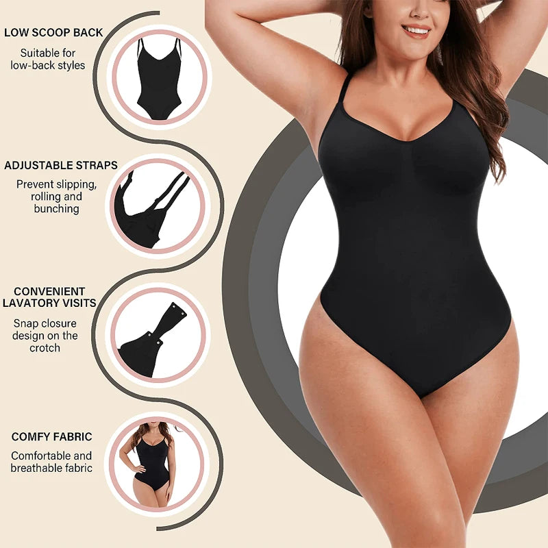 Low Back shapewear Bodysuit Women Waist Trainer Body Shaper Thong Dupes Shaping Corset Tops Body and Backless Bra