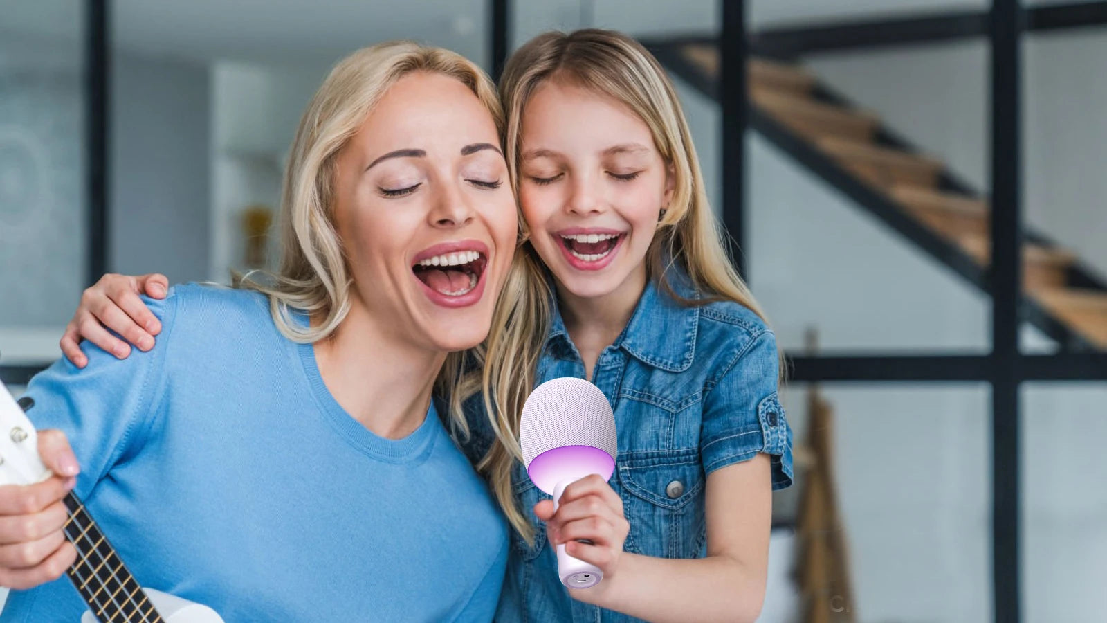 Wireless Bluetooth Karaoke Microphone, 5-in-1 Portable Handheld Mic Speaker with Dynamic Lights, Karaoke Microfono for Car