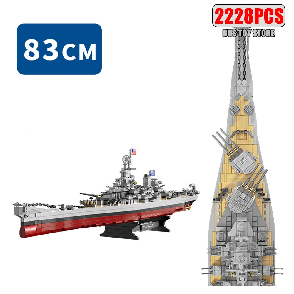 Military World War II Warship Battle Boat Building Blocks Sets The USS Enterprise CV-6 Bricks Toy For  Birthday Gift