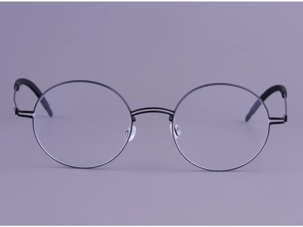 Vintage Round Screwless Titanium Eyeglasses Frame