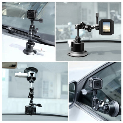 3 inch Car Single Pump Suction Cup Aluminum Alloy Mount with 1/4 & 3/8 Screw Hole for Gopro/ Insta360 and Other Cameras