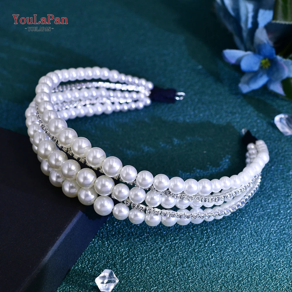 Pearls Hair Bands Elegant Headband Simple Hair Hoop Head Band Handmade Wedding Hair Accessories