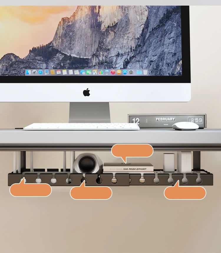 Under Desk Cable Management Tray, Extendable Sturdy Steel Under Desk Cord Hider Raceway,Power Strip Cord Holder Wire Management