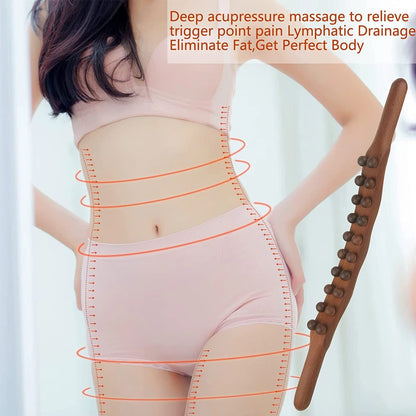 Wood Therapy Lymphatic Drainage Massage Roller Stick Tools, Fascia Blaster Stomach Cellulite Massager for Neck Back Waist Leg