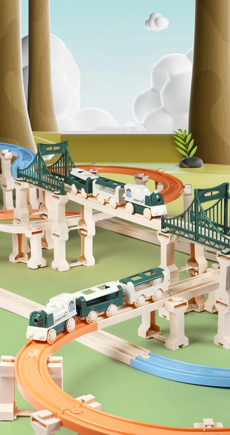 Electric Christmas Track Toy Set DIY Toys Puzzle Assembled Railway Track Building Block Track Toy for  Christma Gift
