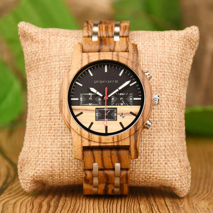 Wood Watch Zebra Multifunctional Luminous Lettering Custom