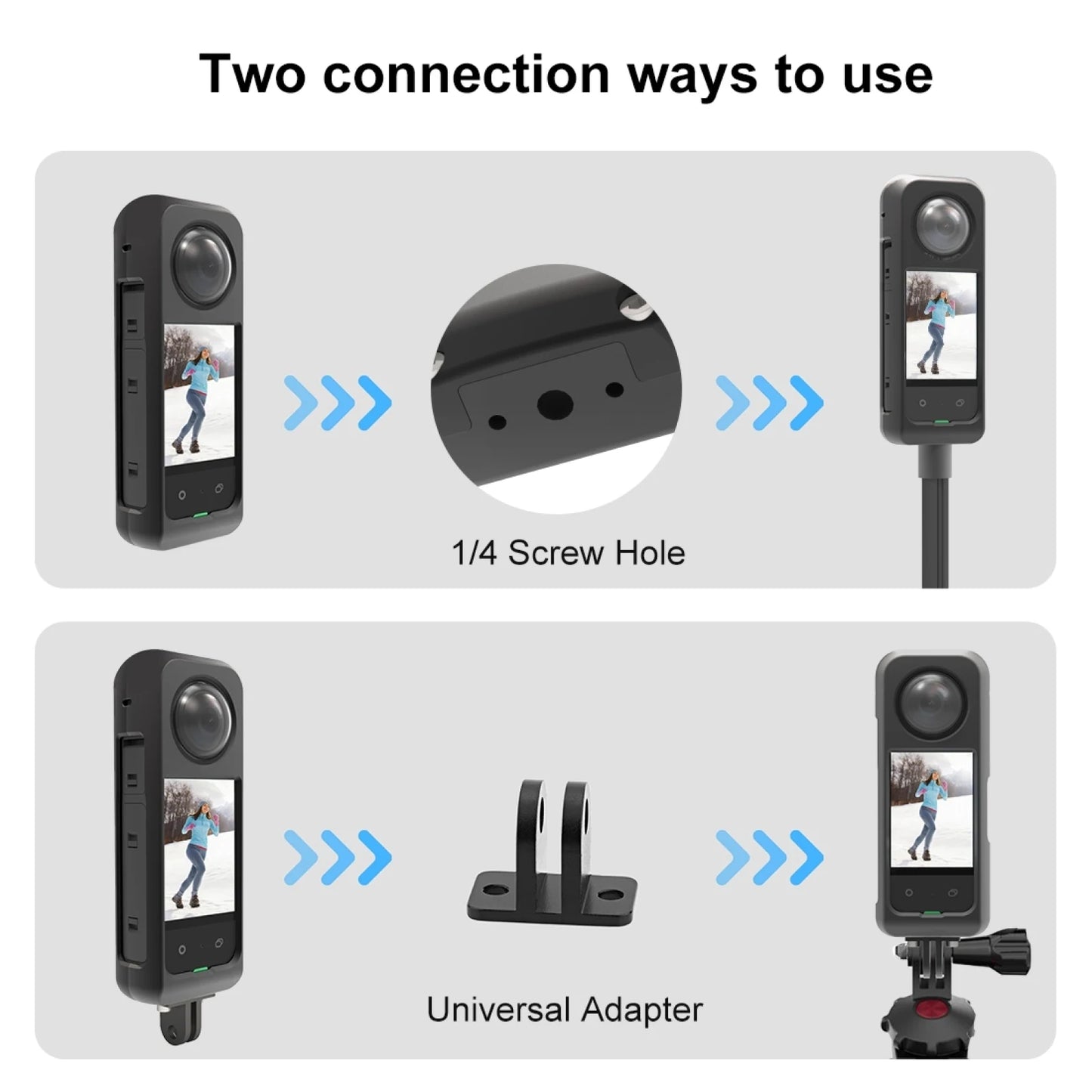 for Insta360 X3 Metal Protective Cage Rig Housing Frame with Sticking Lens Cover / Silicone Lens Cover