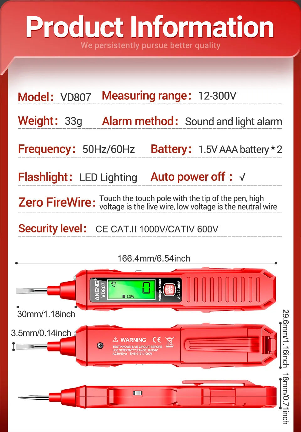 One-word Induction Portable 50/60Hz Smart Electric Pen Tester NCV Sensor AC 12-300V Non-contact Wire Detector Tools