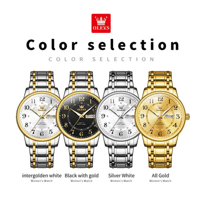 Watches Dual Calendar Display Luminous Stainless steel Classic Business Quartz Wrist watch for Men