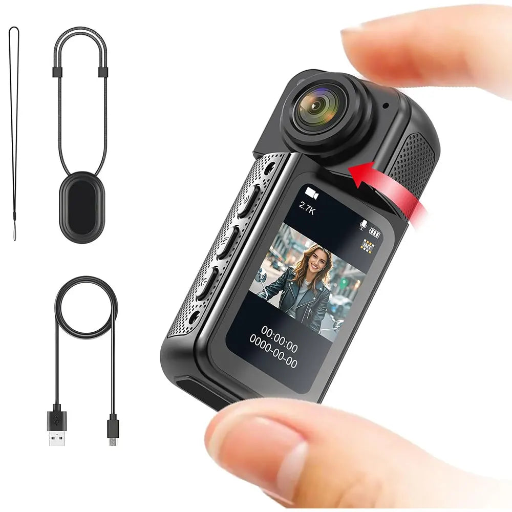 Thumb Action Mini Camera 2.7K Pocket Cameras Sport Body Cam Instant 180°Angle WIFI Recorder megnetic Attraction Bracket Camera